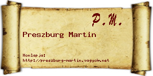 Preszburg Martin névjegykártya